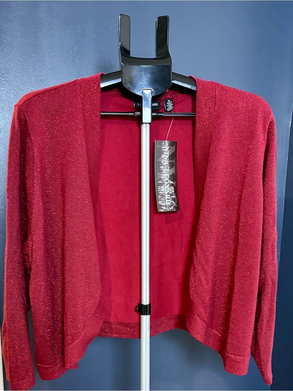 Nina Leonard Deep Red V-Neck Blazer Jacket